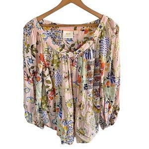 maEve by Anthropologie floral pink blouse 6